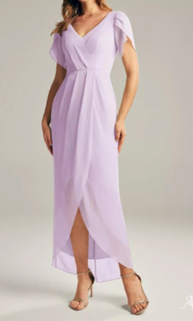 AW BRIDAL 4 S lilac chiffon Osage faux wrap bridesmaid formal gala dress NEW B35